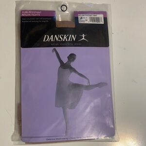 NEW DANSKIN NYLON FOOTED TIGHTS SZ D WOMENS SUNTAN SKIN NYLONS STOCKINGS HOISERY
